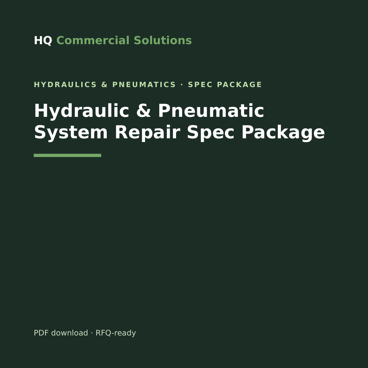 Hydraulic & Pneumatic System Repair Spec Package