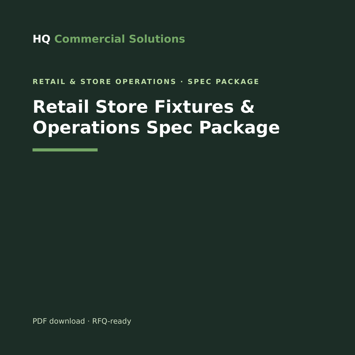 Retail Store Fixtures & Operations Spec Package