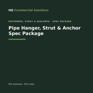 Pipe Hanger, Strut & Anchor Spec Package